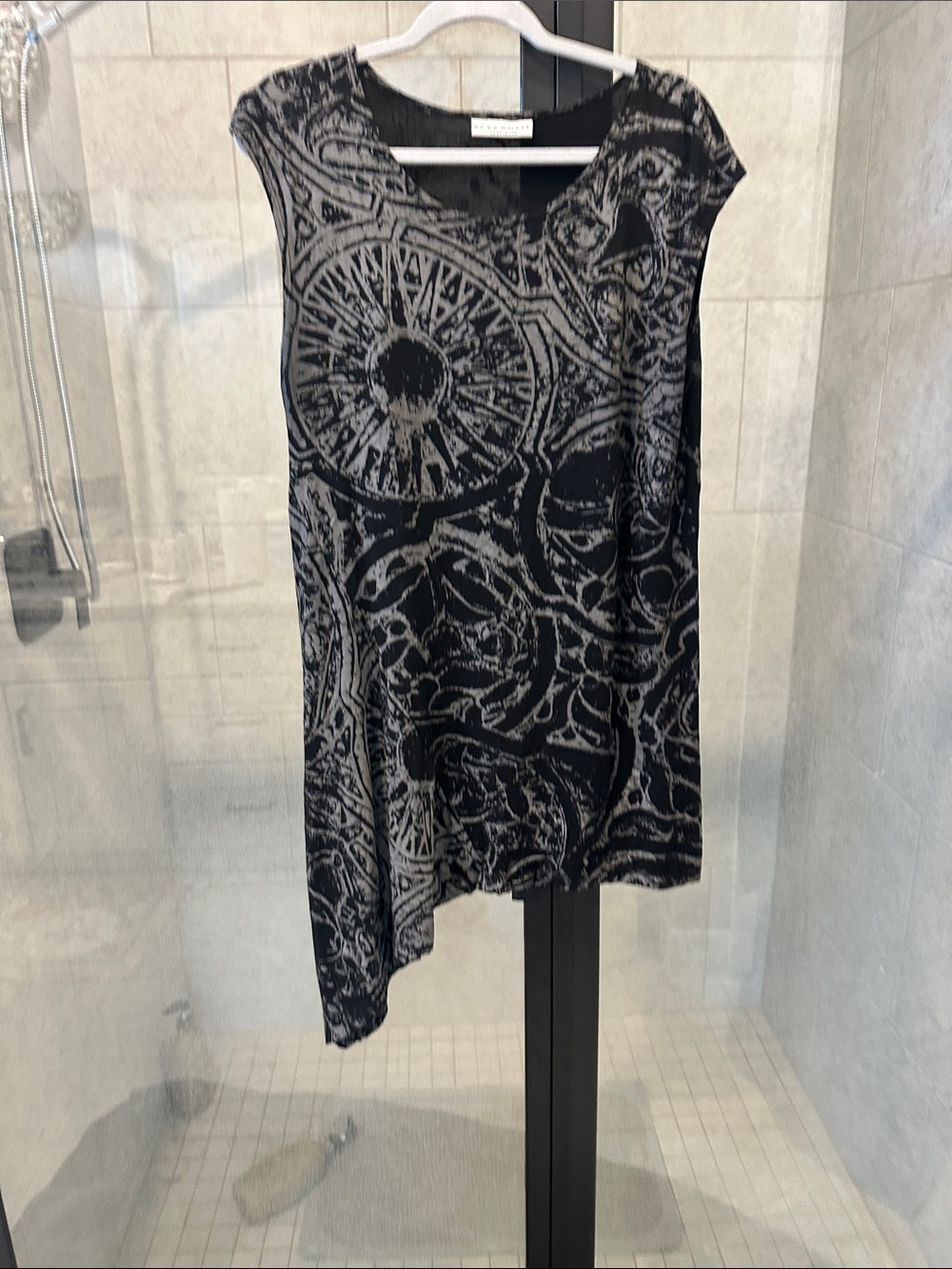 bryn Walker Black and Gray Asymmetrical Sleeveless Dress